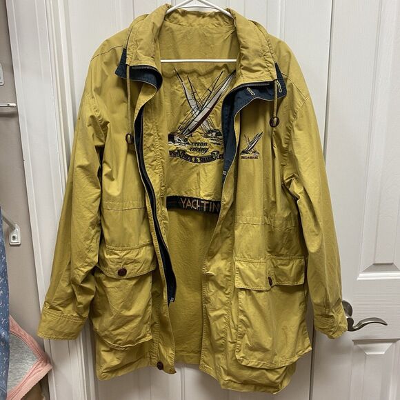 PAUL & SHARK Jacket Mens Large Yachting Embroidered Cotton Canvas Cargo Pockets